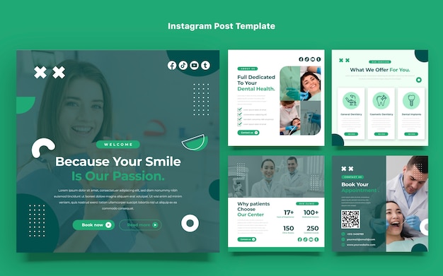 Vecteur poste instagram médical design plat