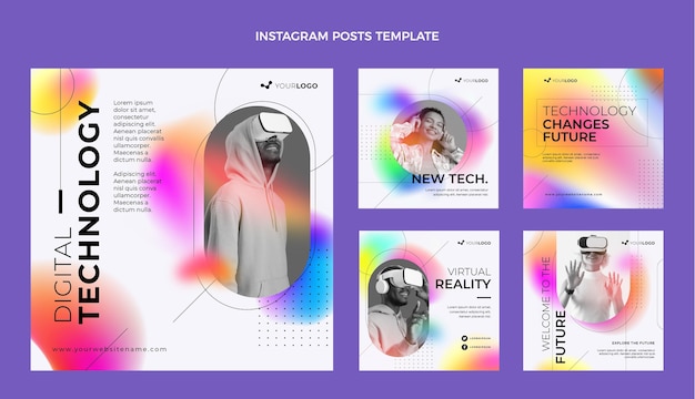 Vecteur poste instagram de technologie de fluide abstrait dégradé