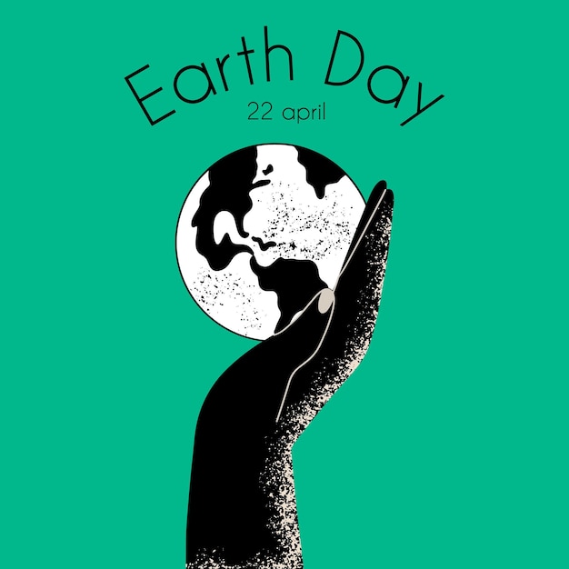 Poste de la Journée de la Terre xAMain tenant la planète Illustration vectorielle