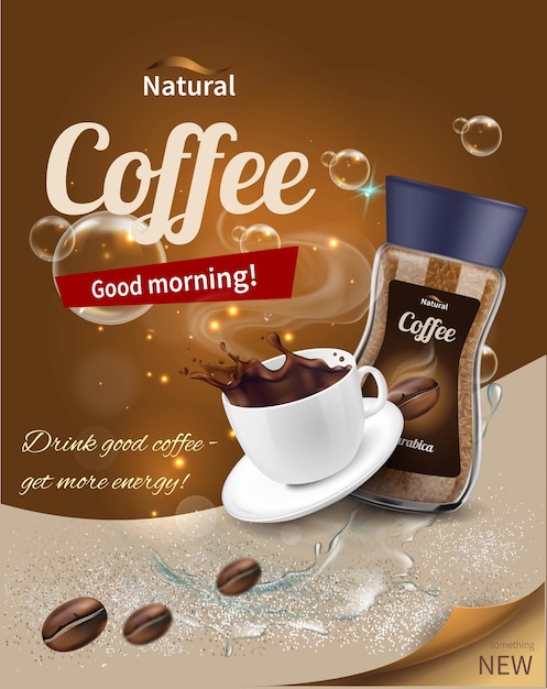 Vecteur poste réaliste de café naturel vectoriel gratuit