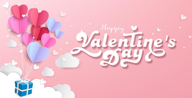 Vecteur poste typographique de la saint-valentin avec du texte calligraphique manuscrit et des éléments en forme de cœur vector illustration vector