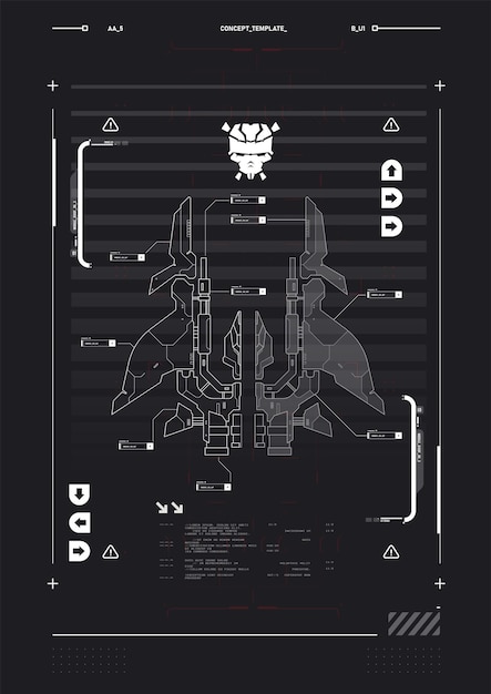 Poster cyber futuriste Tech modèle d'affiche abstrait avec des éléments HUD