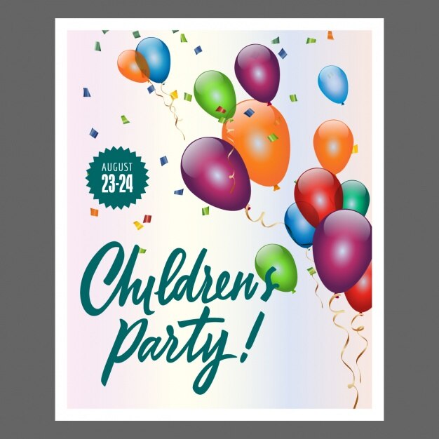 poster Enfants de fête avec des ballons colorés