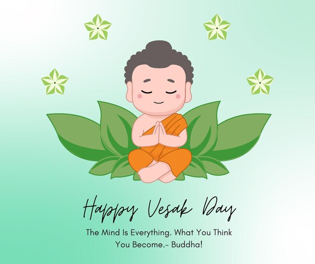 Vecteur poster pour une heureuse journée de vesak avec un modèle de conception de message de médias sociaux vectoriel de bouddha