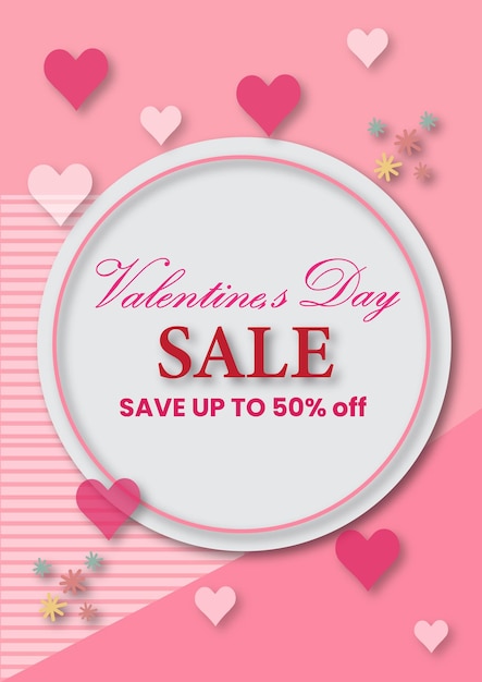 Posteurs conceptuels de la fête de la Saint-Valentin Set de vente de la feste de la Saint'Valentin Bannière Cartes de remise Design vecteur