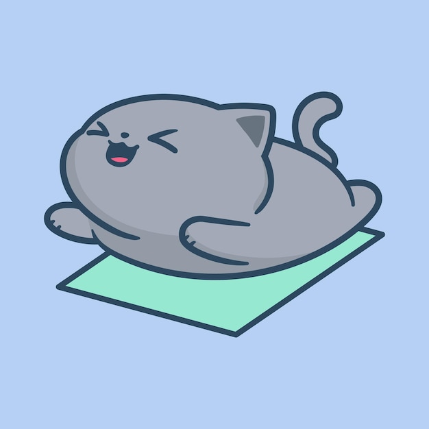 Vecteur une posture de chat heureux sur un tapis de yoga dessin animé 2