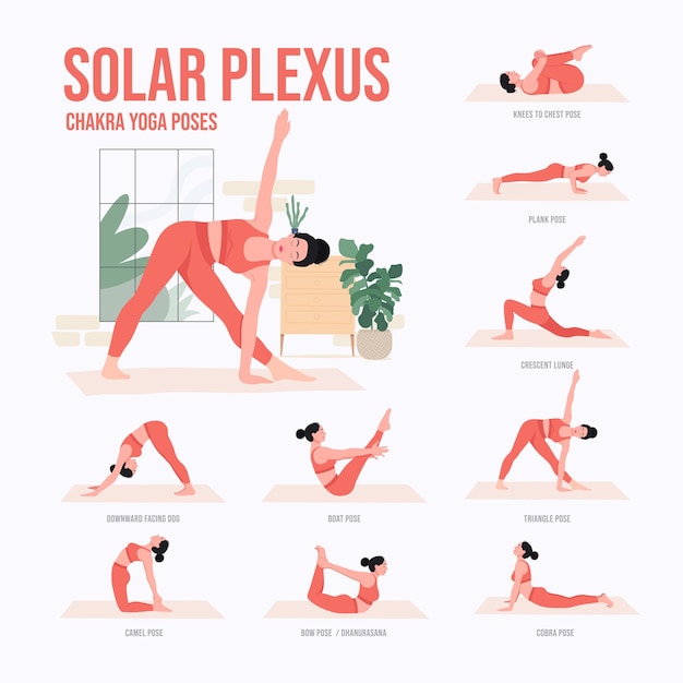 Les Postures De Yoga De Solar Plexus Chakra Une Jeune Femme Pratiquant La Pose De Yoga