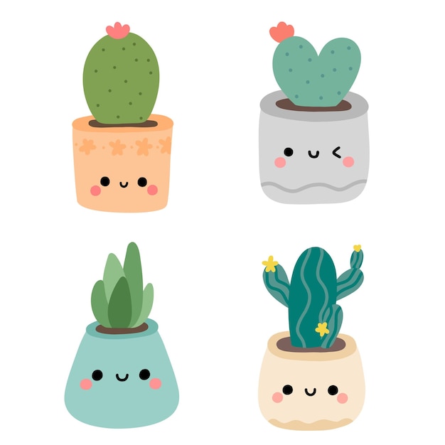 Pot De Cactus Mignon Illustration Vectorielle