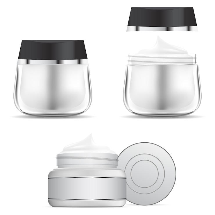 Vecteur pot de crème. modèle de bouteille en verre de crème cosmétique