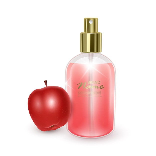 Pot Avec Parfum Rouge Sur Une Pomme Rouge