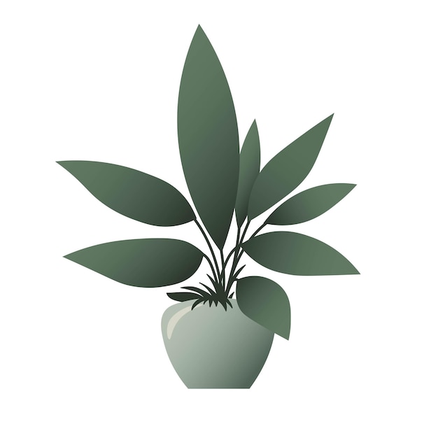 Un pot avec une plante d'intérieur de style plat. Tous les objets sont repeints