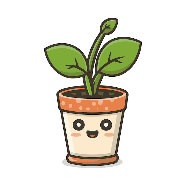 Pot de plante vectoriel avec un sourire