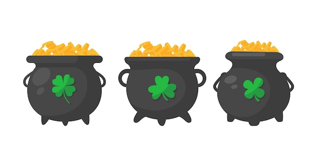 Un Pot Qui Contient Beaucoup De Pièces D'or Concept De Richesse Pour La Fête De La Saint Patrick