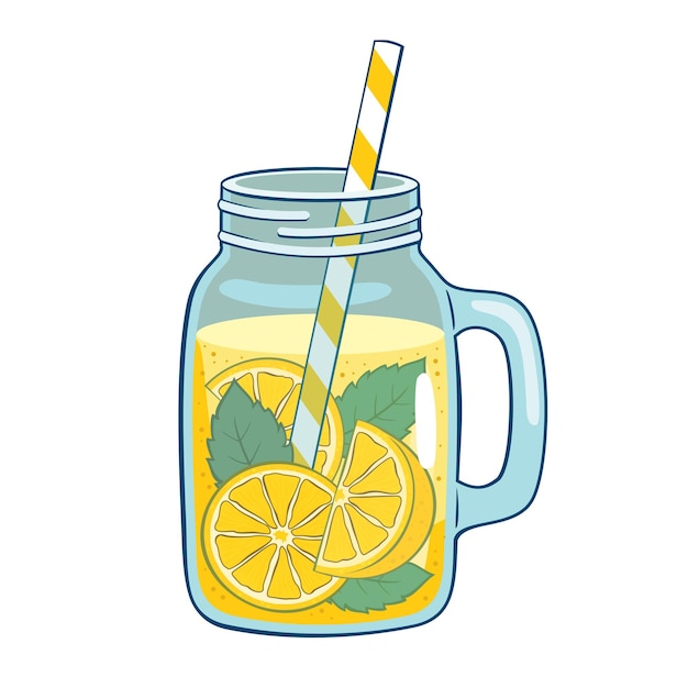 Pot en verre de limonade Vector clipart fond blanc