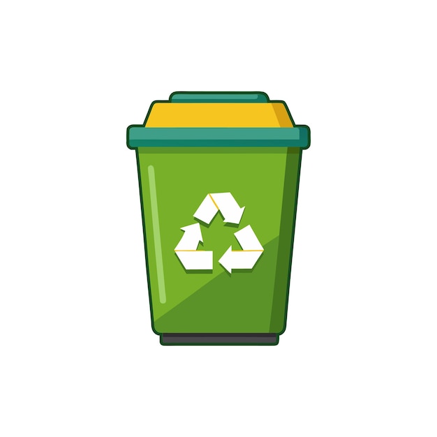 une poubelle de recyclage verte avec un logo de recycleur vert
