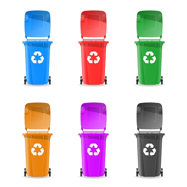 Vecteur les poubelles sont colorées