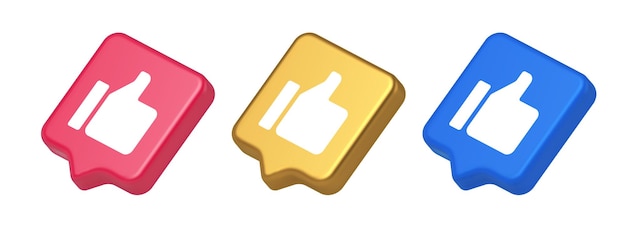 Pouce vers le haut comme bouton cool cyberespace approuver l'icône réaliste 3d de communication d'acceptation