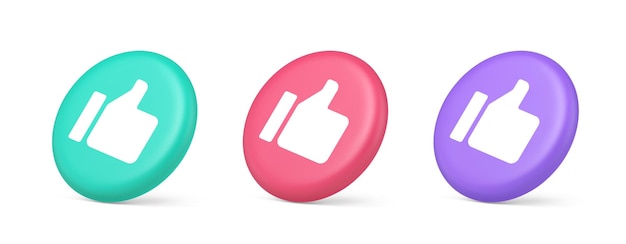 Pouce vers le haut comme bouton cool cyberespace approuver l'icône réaliste 3d de communication d'acceptation