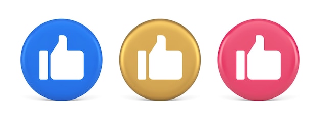 Pouce vers le haut comme bouton cool cyberespace approuver l'icône réaliste 3d de communication d'acceptation