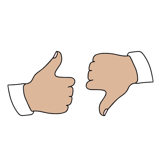 Pouces vers le haut et vers le bas Icônes de la ligne de contour J'aime et n'aime pas l'illustration vectorielle