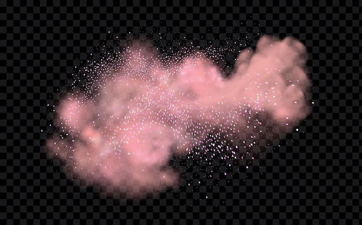 Vecteur poudre rose avec des tourbillons étincelants et scintillants. des motifs brillants.