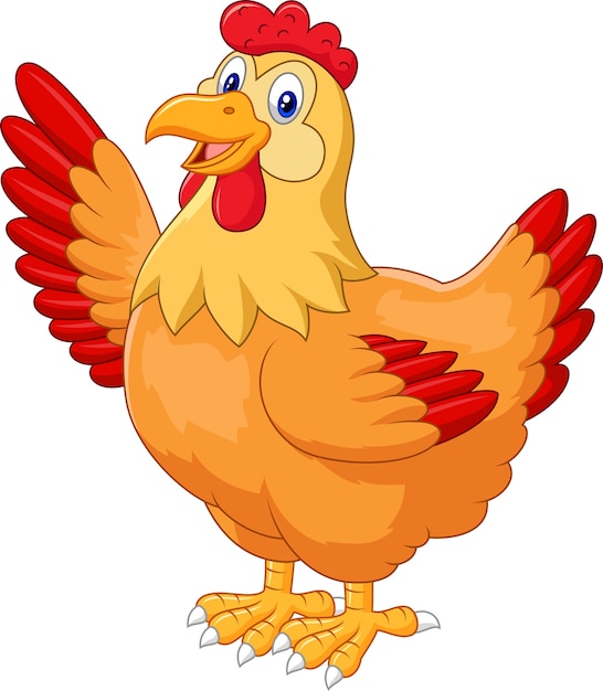 Vecteur poulet agitant la main