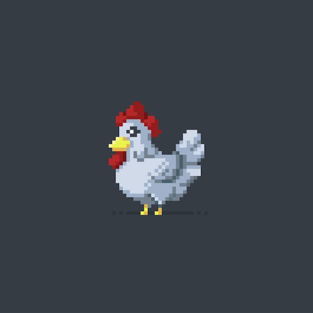 Poulet Blanc Dans Un Style Pixel Art