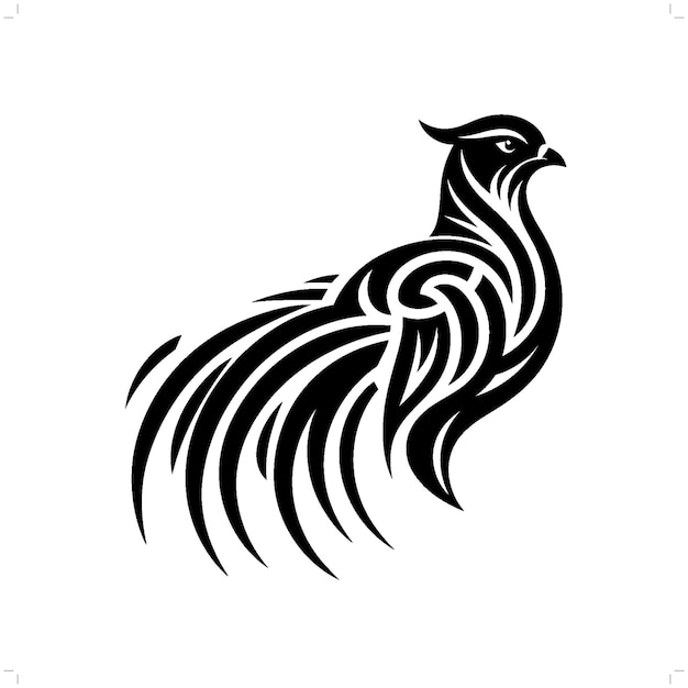 Vecteur poulet faisan dans le tatouage tribal moderne art de ligne abstraite des animaux contour minimaliste vecteur