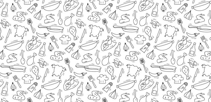 Vecteur poulet frit griffon rouge motif sans couture arrière-plan cuisine restaurant de cuisine