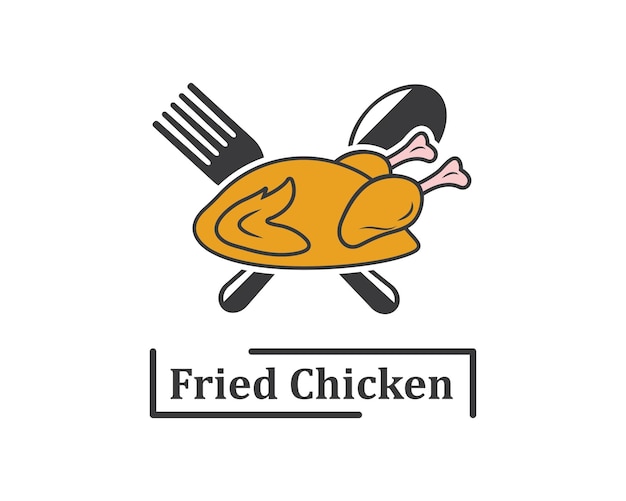 Poulet Frit Icône Logo Illustration Vecteur