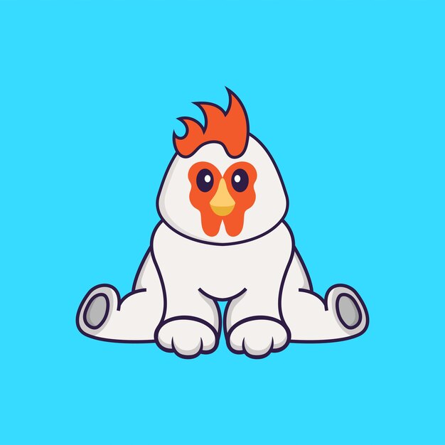 Vecteur le poulet mignon est assis. concept de dessin animé animal isolé.