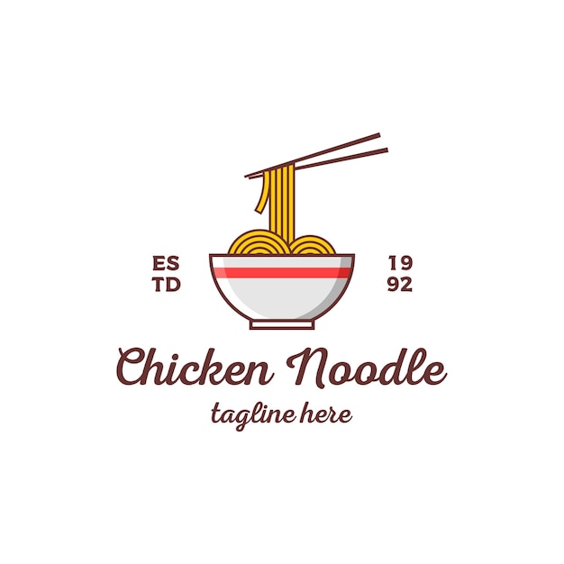 Poulet Nouilles Logo Design Illustration Vectorielle