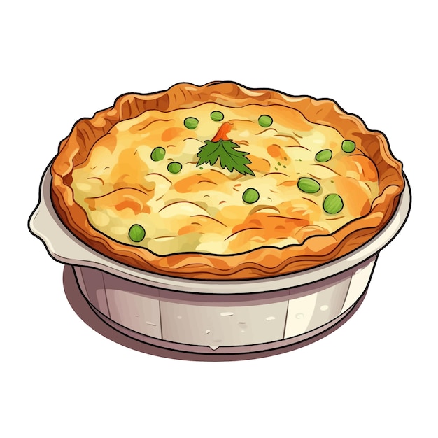 Vecteur poulet pot pie vecteur clipart fond blanc