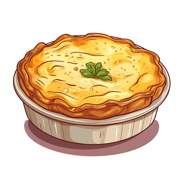 Poulet Pot Pie Vecteur Clipart Fond Blanc