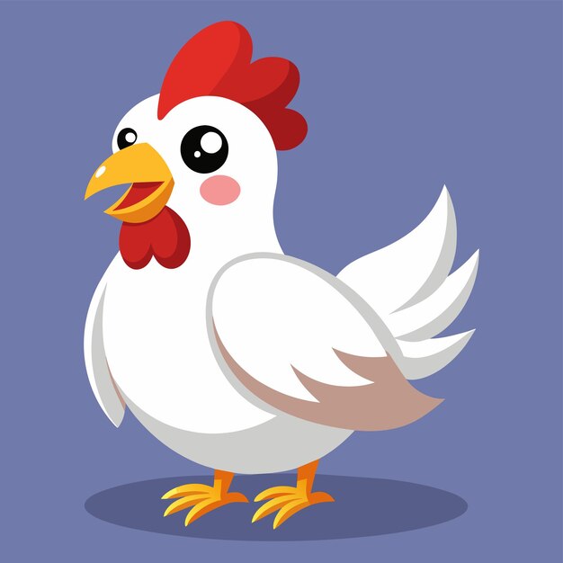 Vecteur un poulet avec une tête rouge et une queue blanche