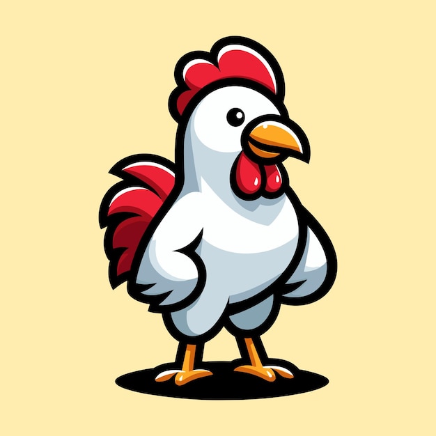 Vecteur poulet vectoriel libre pose cool à droite icône vectorielle de dessin animé plate illustration d'icône d'alimentation animale isolée