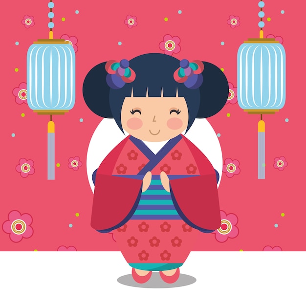 Poupée Kokeshi Japonaise En Kimono
