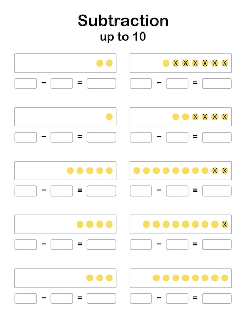 Pour Aider Les Enfants à Acquérir Des Compétences En Calcul Et à écrire Des Mathématiques, Voici Une Feuille De Calcul De Soustraction Pour Les Enfants