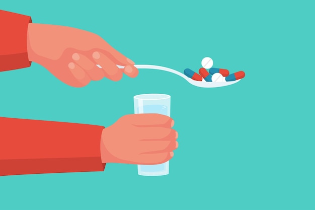 Pour manger des pilules Pour prendre des médicaments Pour manger des comprimés avec une cuillère