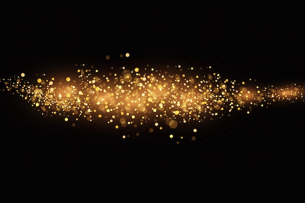 La Poussière Dorée, Les étincelles Jaunes Et Les étoiles Dorées Brillent D'une Lumière Spéciale. Particules De Poussière Magiques Scintillantes.