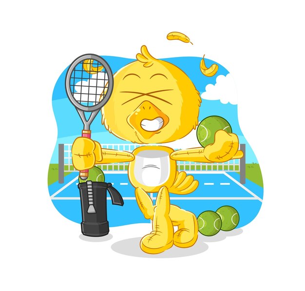 Vecteur poussin joue vecteur de caractère illustration tennis