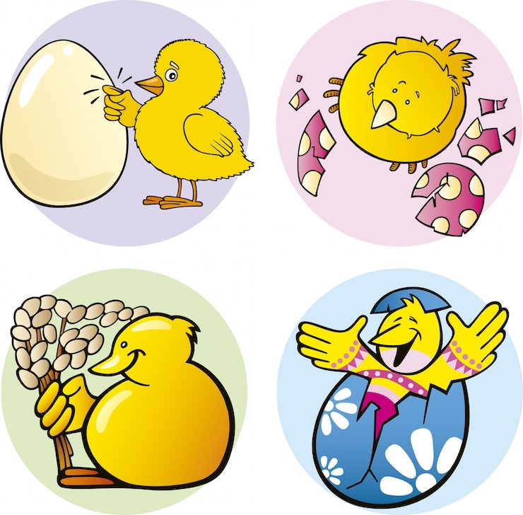 Vecteur poussins de pâques