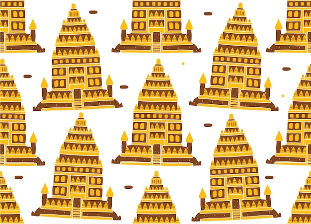 Prambanan Temple Seamless Pattern Dans Un Style Design Plat