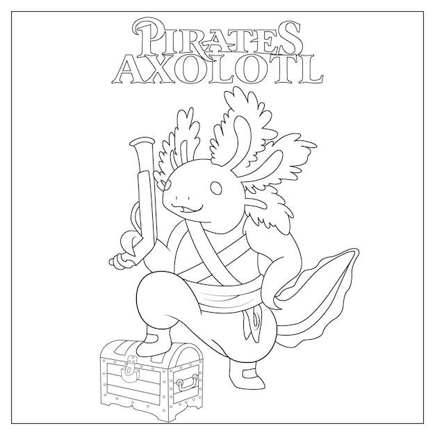 Vecteur prates axolotl coloriage pour les enfants