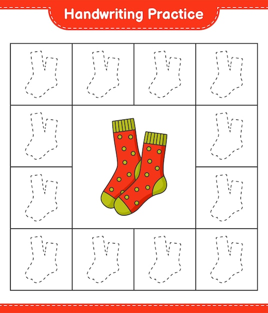 Pratique De L'écriture Manuscrite Traçage Des Lignes De Chaussettes Feuille De Travail Imprimable Du Jeu éducatif Pour Enfants