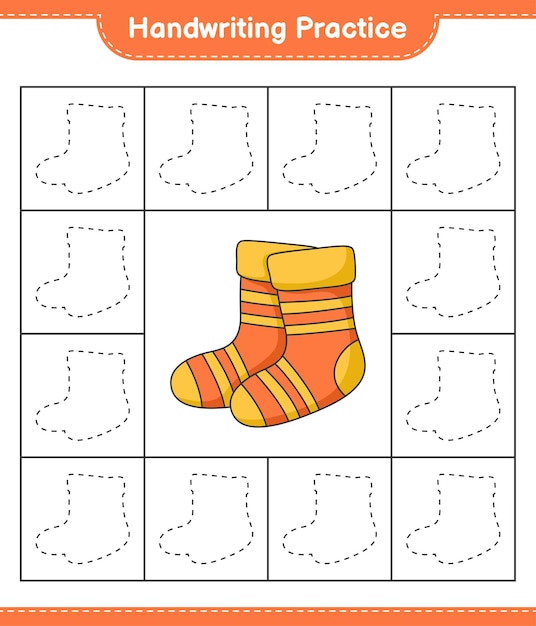 Pratique De L'écriture Manuscrite Traçage Des Lignes De Chaussettes Feuille De Travail Imprimable Du Jeu éducatif Pour Enfants