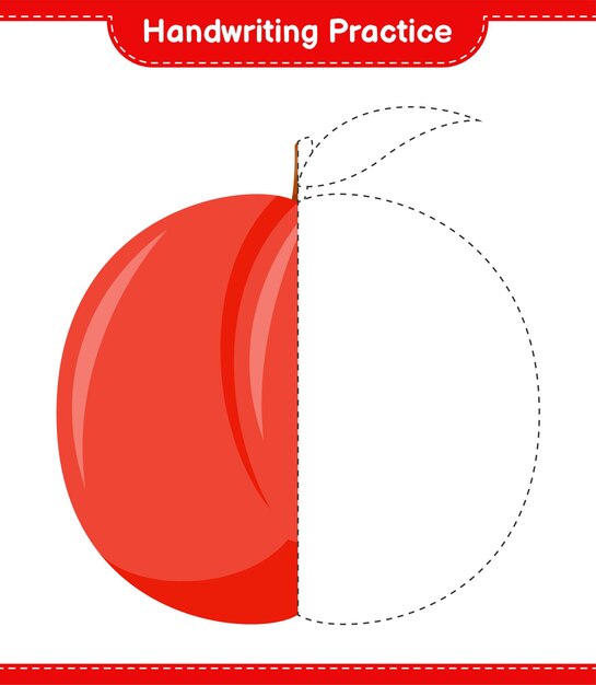 Pratique De L'écriture Manuscrite. Traçage Des Lignes De Nectarine. Jeu éducatif Pour Enfants, Feuille De Travail Imprimable