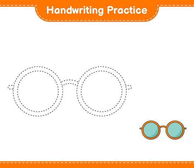 Pratique De L'écriture Traçage Des Lignes De Lunettes De Soleil Jeu éducatif Pour Enfants Feuille De Calcul Imprimable Illustration Vectorielle