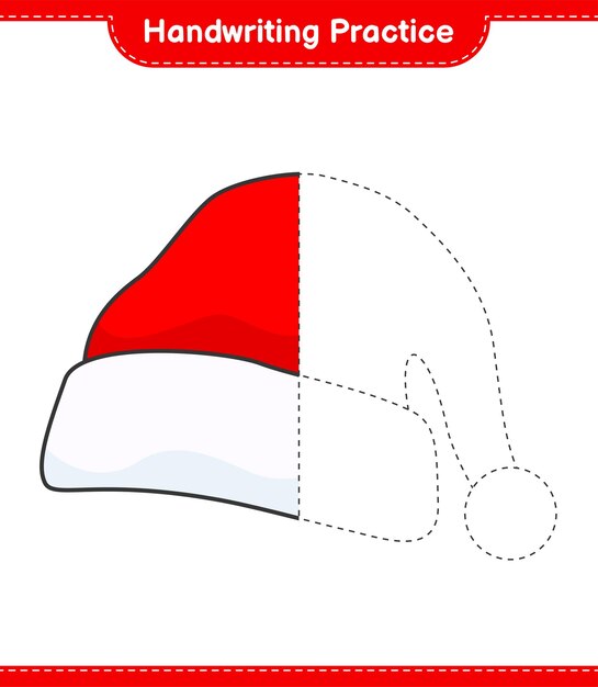 Pratique de l'écriture Traçage des lignes de Santa Hat Jeu éducatif pour enfants feuille de calcul imprimable illustration vectorielle