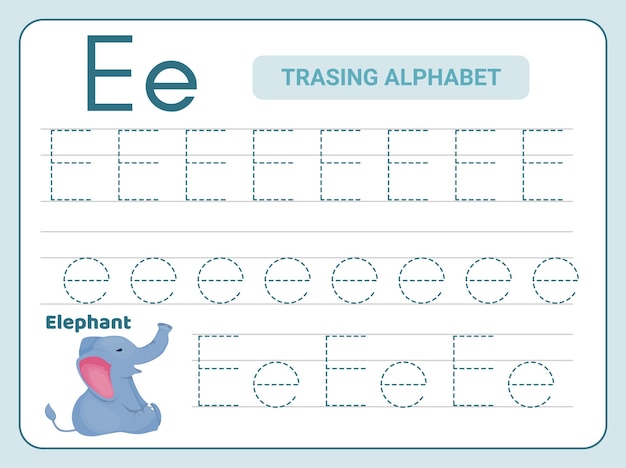 Pratique De Traçage De L'alphabet Pour La Feuille De Calcul Leter E